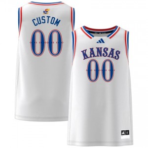 Men's Custom White Kansas Jayhawks #00 College Basketball High School Jersey 234279-403