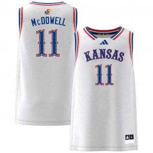 Men's Jamari McDowell White Kansas Jayhawks #11 College Basketball University Jersey 469216-664