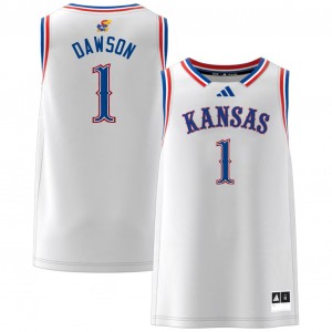 Men's Jayden Dawson White Kansas Jayhawks #1 College Basketball NCAA Jersey 591409-481