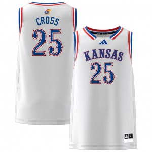 Mens Justin Cross White Kansas Jayhawks #25 College Basketball Player Jerseys 862586-701