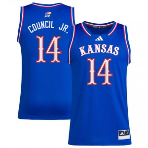 Men Melvin Council Jr. Royal Kansas Jayhawks #14 College Basketball Stitched Jersey 895970-136