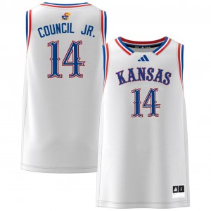 Men's Melvin Council Jr. White Kansas Jayhawks #14 College Basketball High School Jersey 695304-345