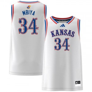 Mens Paul Mbiya White Kansas Jayhawks #34 College Basketball Replica Jerseys 825572-872