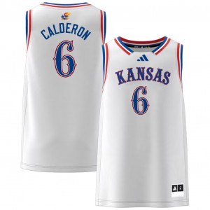 Mens Samis Calderon White Kansas Jayhawks #6 College Basketball Limited Jersey 916817-227