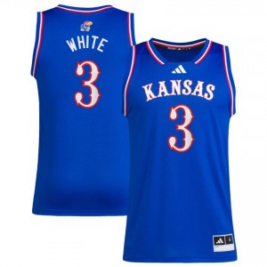 Men Tre White Royal Kansas Jayhawks #3 College Basketball 2025 Jersey 713986-323