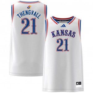 Mens Will Thengvall White Kansas Jayhawks #21 College Basketball University Jerseys 112066-374