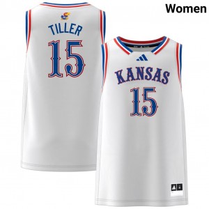 Women's Bryson Tiller White Kansas Jayhawks #15 College Basketball Stitched Jerseys 978753-789
