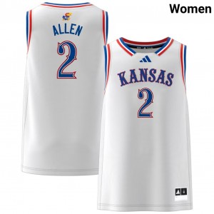 Women Corbin Allen White Kansas Jayhawks #2 College Basketball Embroidery Jersey 457330-735