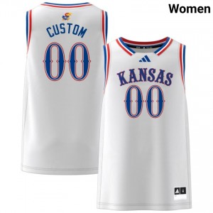 Women's Custom White Kansas Jayhawks #00 College Basketball Embroidery Jersey 698139-737