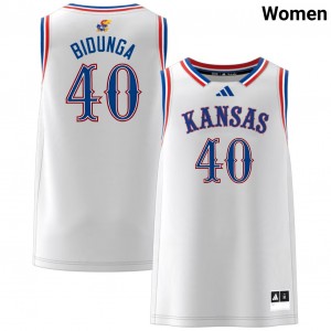 Women's Flory Bidunga White Kansas Jayhawks #40 College Basketball Game Jersey 231945-556