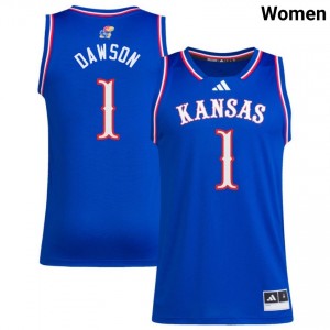 Women's Jayden Dawson Royal Kansas Jayhawks #1 College Basketball Game Jersey 248133-453