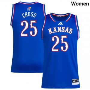 Women's Justin Cross Royal Kansas Jayhawks #25 College Basketball Player Jerseys 722740-659