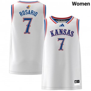 Womens Kohl Rosario White Kansas Jayhawks #7 College Basketball 2025-26 Jersey 964682-201
