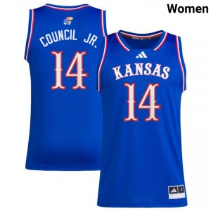 Women's Melvin Council Jr. Royal Kansas Jayhawks #14 College Basketball Official Jerseys 309782-413