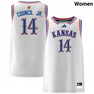 Womens Melvin Council Jr. White Kansas Jayhawks #14 College Basketball Limited Jersey 566068-898