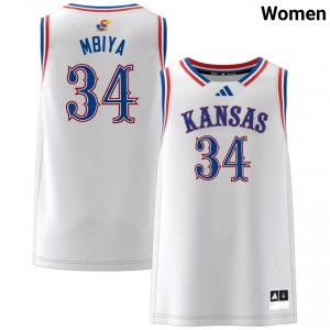 Women Paul Mbiya White Kansas Jayhawks #34 College Basketball High School Jerseys 218059-874
