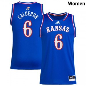Women's Samis Calderon Royal Kansas Jayhawks #6 College Basketball Stitched Jersey 945041-757