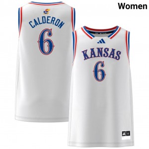 Women's Samis Calderon White Kansas Jayhawks #6 College Basketball Game Jerseys 663334-899