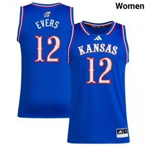Women Wilder Evers Royal Kansas Jayhawks #12 College Basketball University Jerseys 399805-775