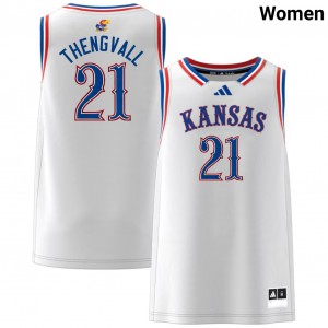 Womens Will Thengvall White Kansas Jayhawks #21 College Basketball Stitched Jerseys 454728-122