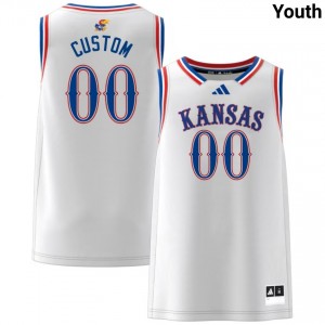 Youth Custom White Kansas Jayhawks #00 College Basketball University Jersey 750311-595