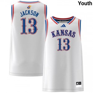 Youth Elmarko Jackson White Kansas Jayhawks #13 College Basketball Embroidery Jerseys 721753-115