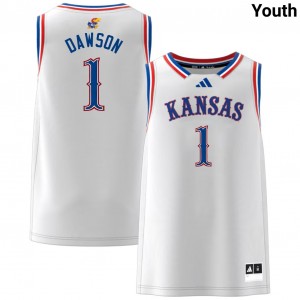 Youth Jayden Dawson White Kansas Jayhawks #1 College Basketball Game Jerseys 805769-326