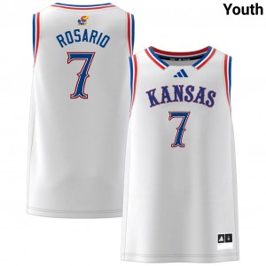 Youth Kohl Rosario White Kansas Jayhawks #7 College Basketball Official Jerseys 993071-102