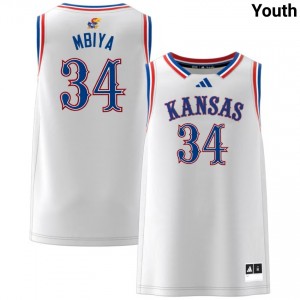 Youth Paul Mbiya White Kansas Jayhawks #34 College Basketball Player Jerseys 223982-821