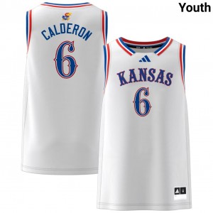 Youth Samis Calderon White Kansas Jayhawks #6 College Basketball 2025-26 Jersey 262923-664