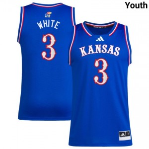 Youth Tre White Royal Kansas Jayhawks #3 College Basketball Official Jersey 957788-619