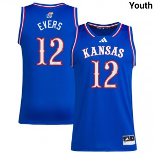Youth Wilder Evers Royal Kansas Jayhawks #12 College Basketball Replica Jersey 350924-201